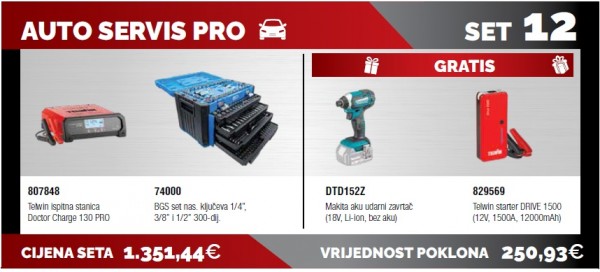 TELWIN Doctor Charge 130PRO + BGS 74000 + DTD152Z + DRIVE 1500 Auto servis pro JP26